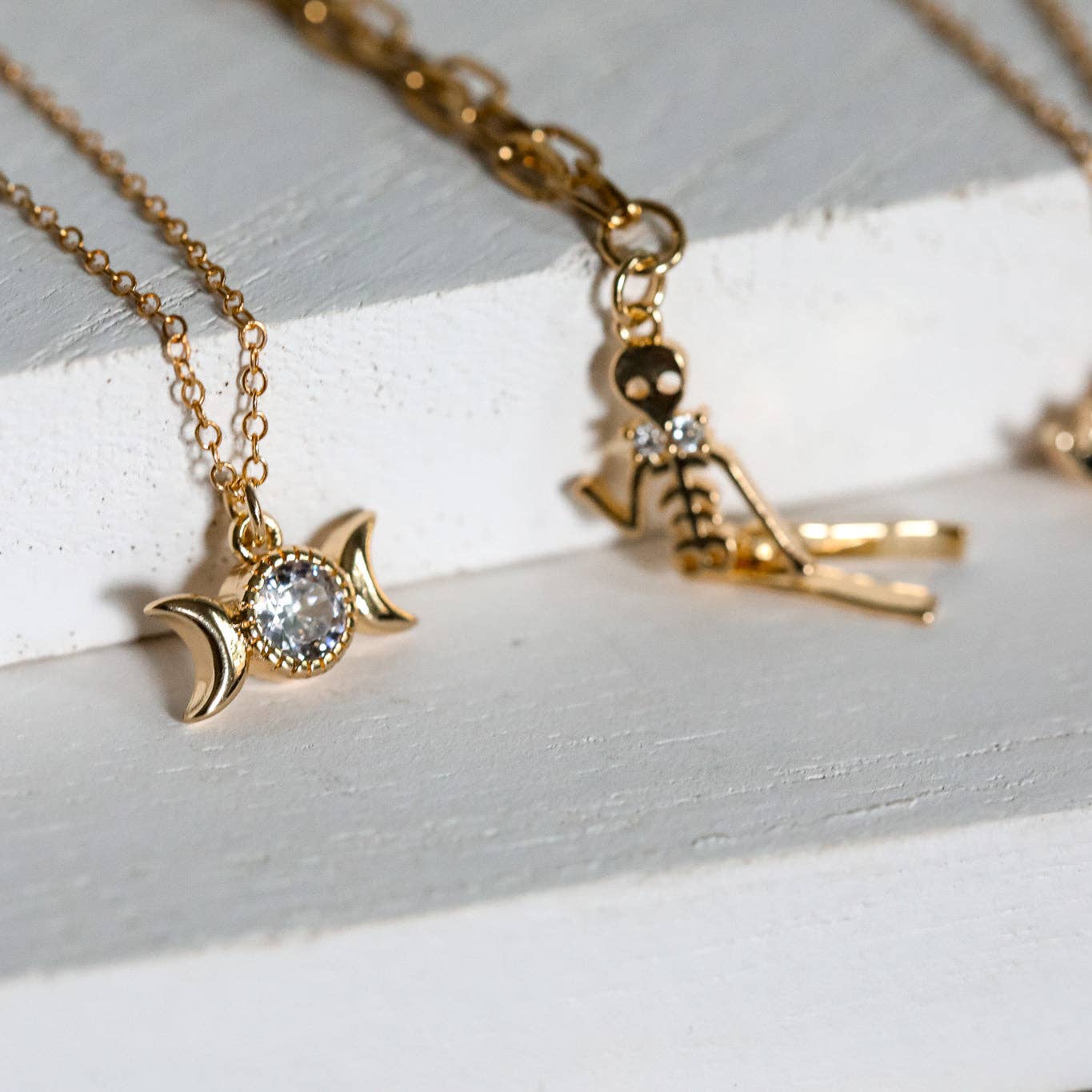 The Gilded Witch - Wholesale Pendant/Charm Necklace - Triple Goddess Moon Necklace: 14kt Gold Filled Chain2