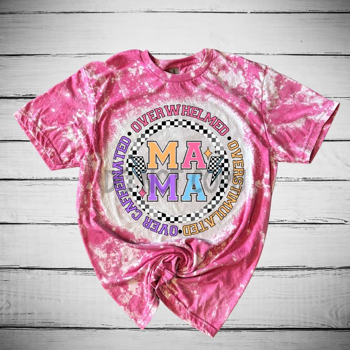 Camiseta desgastada blanqueada a cuadros con cafeína, sobreestimulada por la cafeína para venta al por mayor de Antisocial Designs