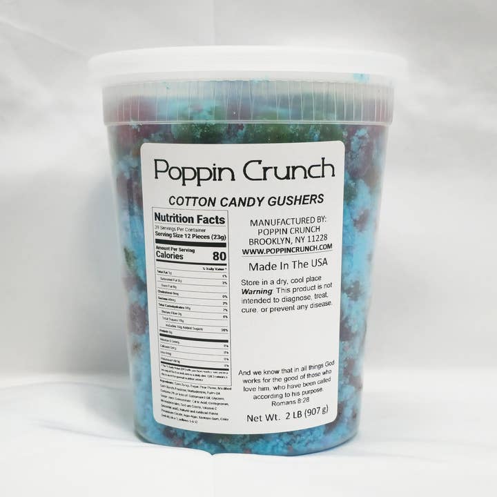 Poppin Crunch - Wholesale Gummy - Poppin Crunch Cotton Candy Gushers Candy Snacks 1 - 2 LBS - Choice of Sweet or Sour Bonbon Candies Corn Sugar5