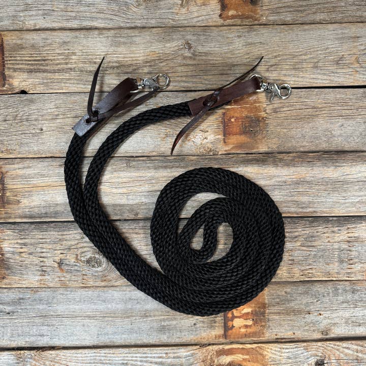 Rênes en nylon noir pour barrel racing #NR101 pour la vente par Rodeo Drive