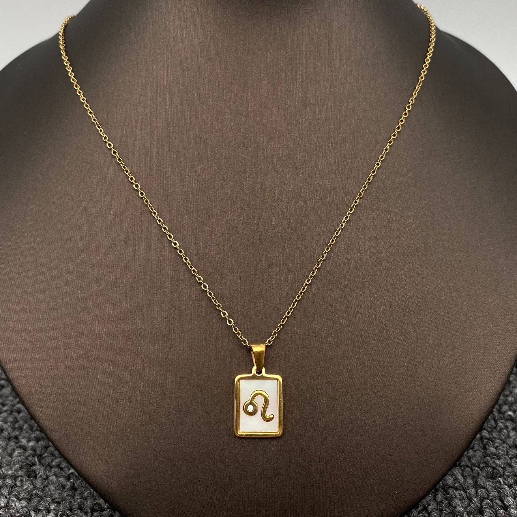 Mio Queena - Wholesale Pendant/Charm Necklace - Zodiac 12 Constellation Shell Square 18K Gold Plated Necklace5