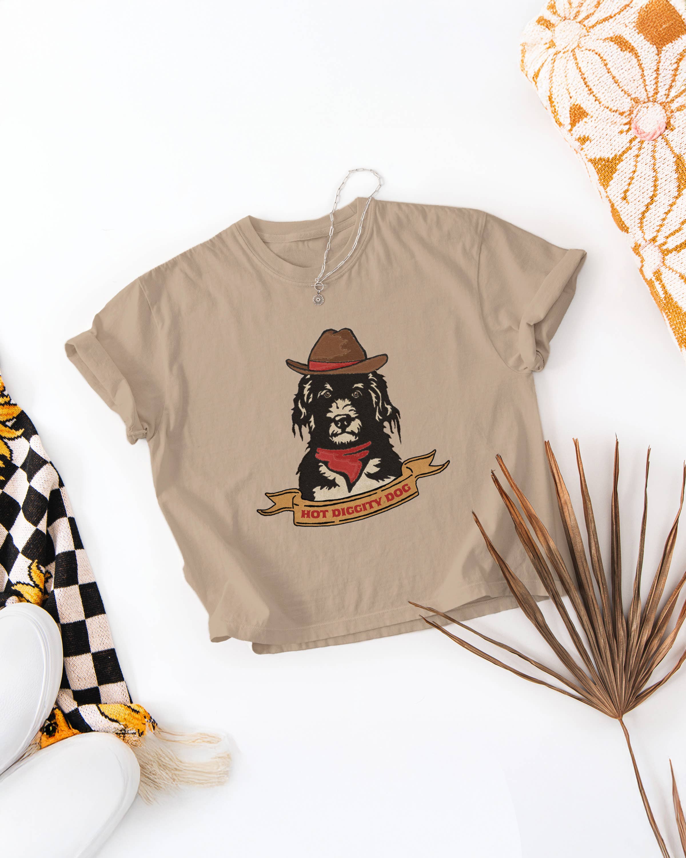 Cluster Funk Studio - Venta al por mayor Camiseta estampada - Mujer - Top corto cuadrado vaquero Hot Diggity Dog4