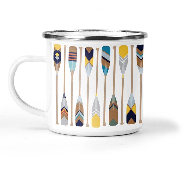 Oars Enamel Metal Tin Cup for wholesale by Mustard & Gray Ltd