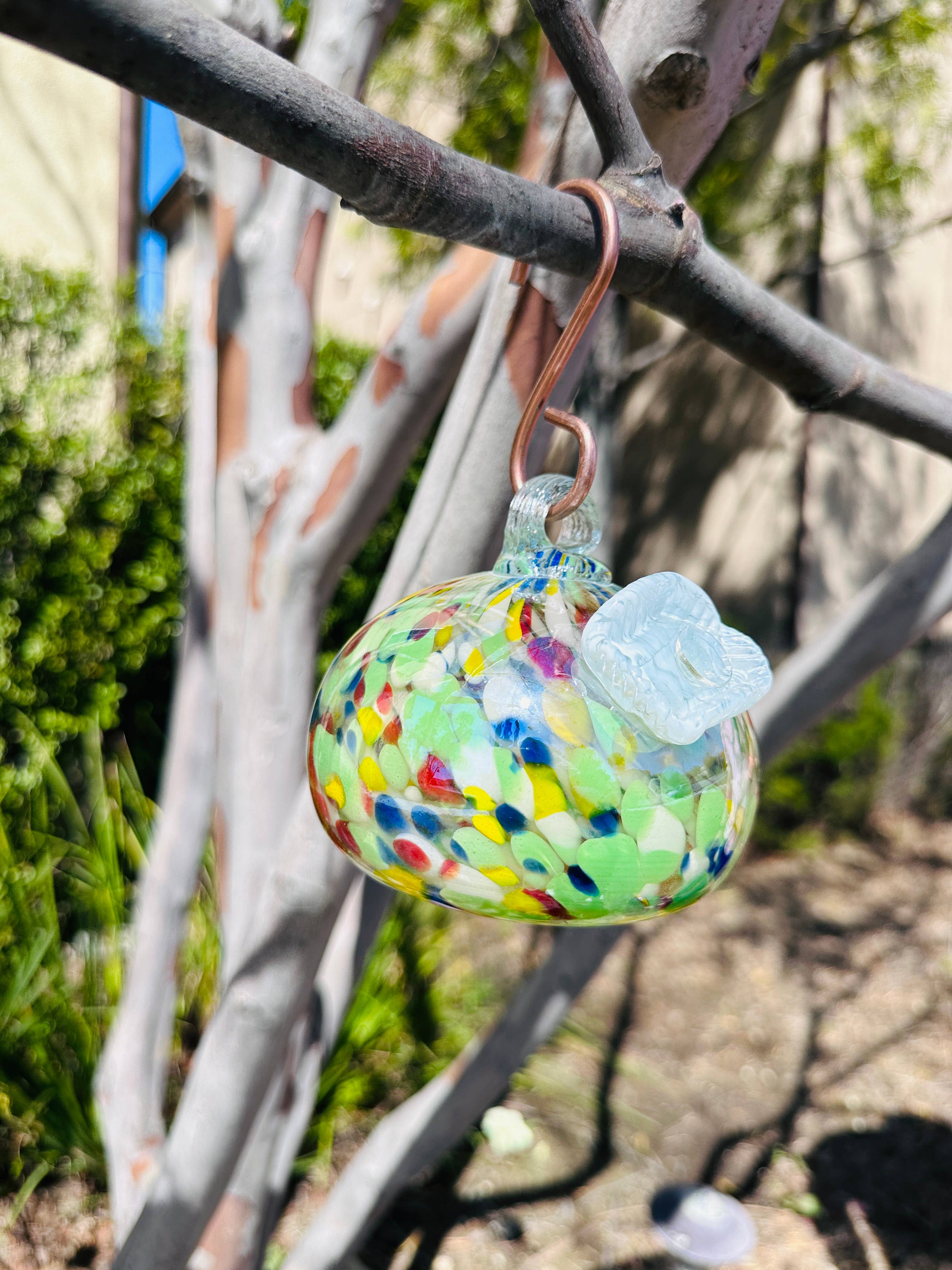 ApricotMint - Wholesale Bird Feeder - Handblown Art Glass Humming Bird Feeder Small9