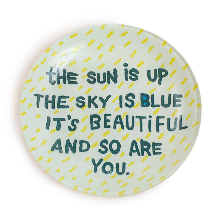The Sun Is Up Round Decoupage Plate for wholesale by Sugarboo & Co