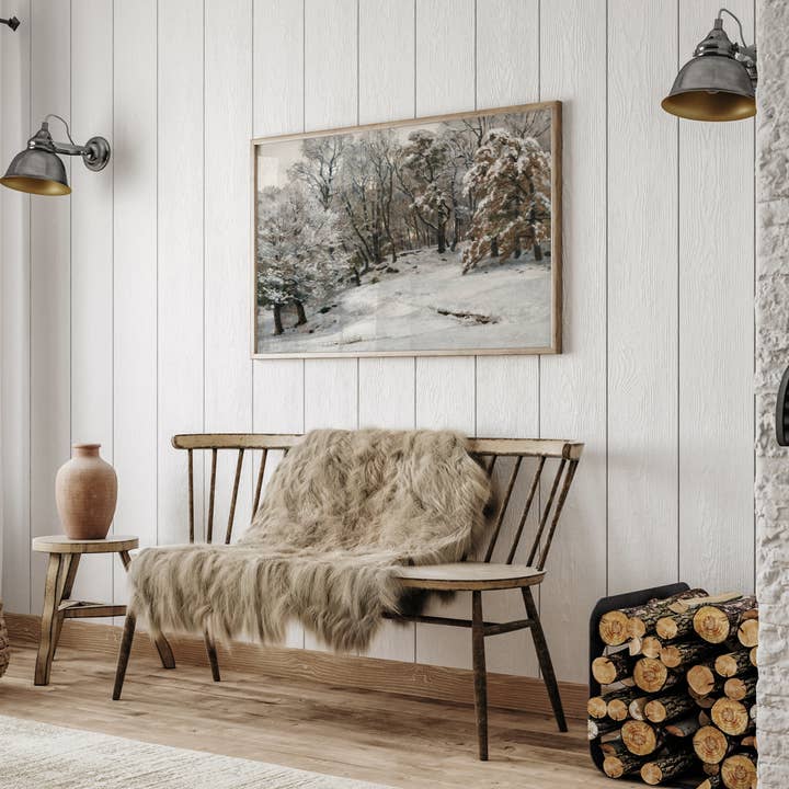 Sugar & Canvas - Wholesale Art Print - Vintage Winter Snow Capped Trees Landscape Art Print VP1793