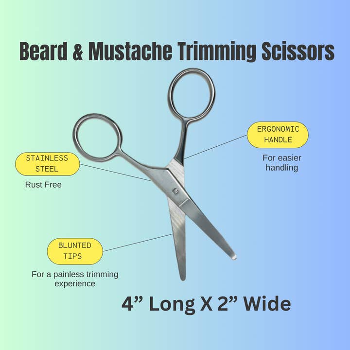 GENTS FINE GROOMING PRODUCTS - Wholesale Hair Scissors - BEARD & MUSTACHE SCISSORS 4" STAINLESS STEEL & CASE1