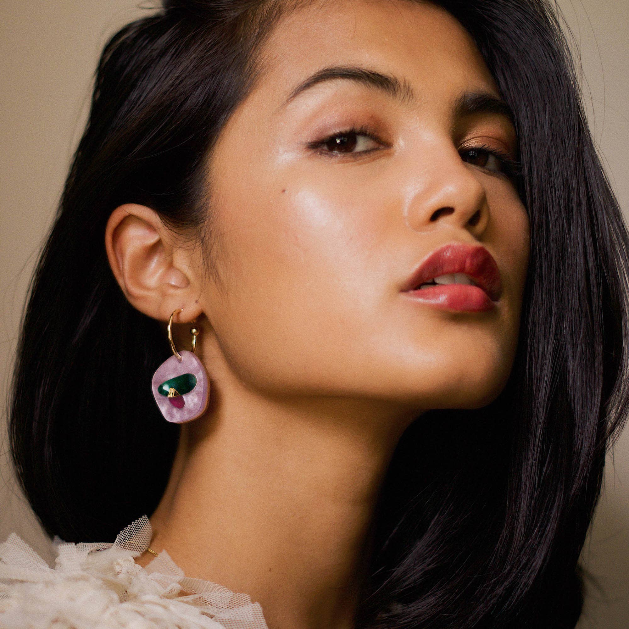 Pepper You - Wholesale Hoop Earrings - Puddle Hoop Earrings in Lilac2