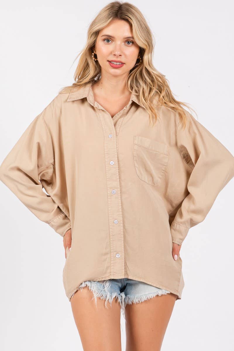 ZiA Apparel - Wholesale Button Down Shirt - Women's - V-NECK LAPEL COLLAR SHIRT 15