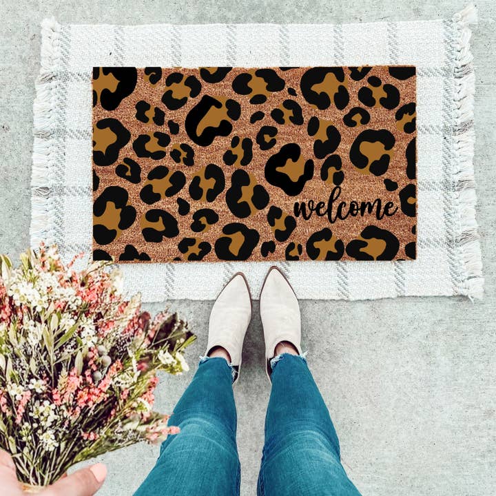 Leopard Welcome Doormat for wholesale by The Simply Rustic Barn LLC