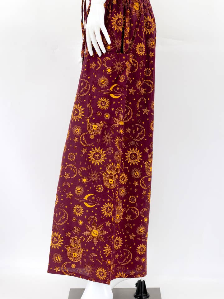 Himalaya Handmade - Wholesale Pants – Women's - Cotton Hippie Handmade Harem Celestial Print Wide Leg Bohemian Trousers19