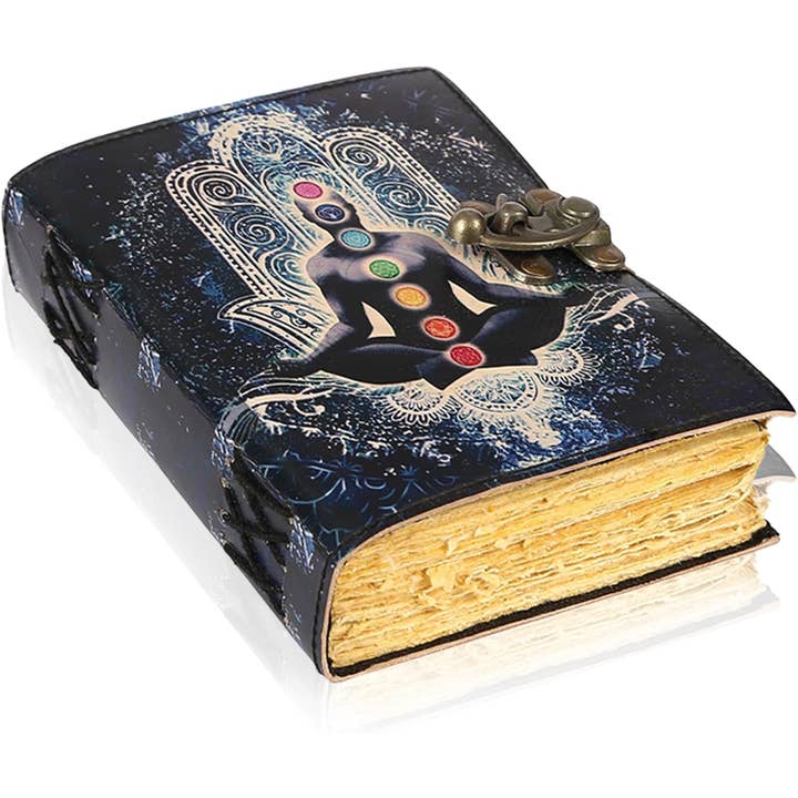 Tuzech Leather - Wholesale Journal/Diary - TUZECH Book of Spells Leather Bound Journal Deckle Edge Paper Grimoire Printed Diary Third Eye Notebook Spiral Gothic Notebook Antique Vintage Book for Men and Women