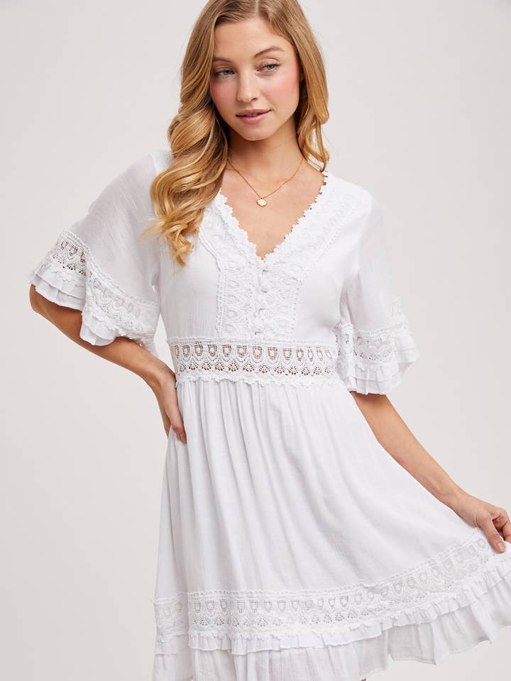 V-RINGAD SPETSKLÄNNING ÖPPEN RYGG - PÅSKDAGEN för wholesale av Bluivy