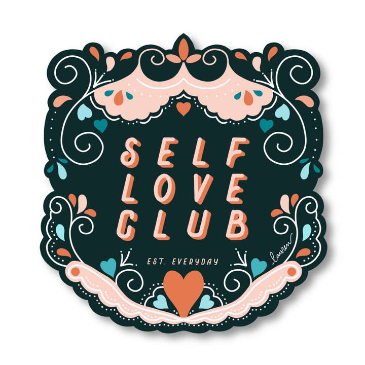 Self Love Club Vinyl Sticker for wholesale by The Doodling Nomad
