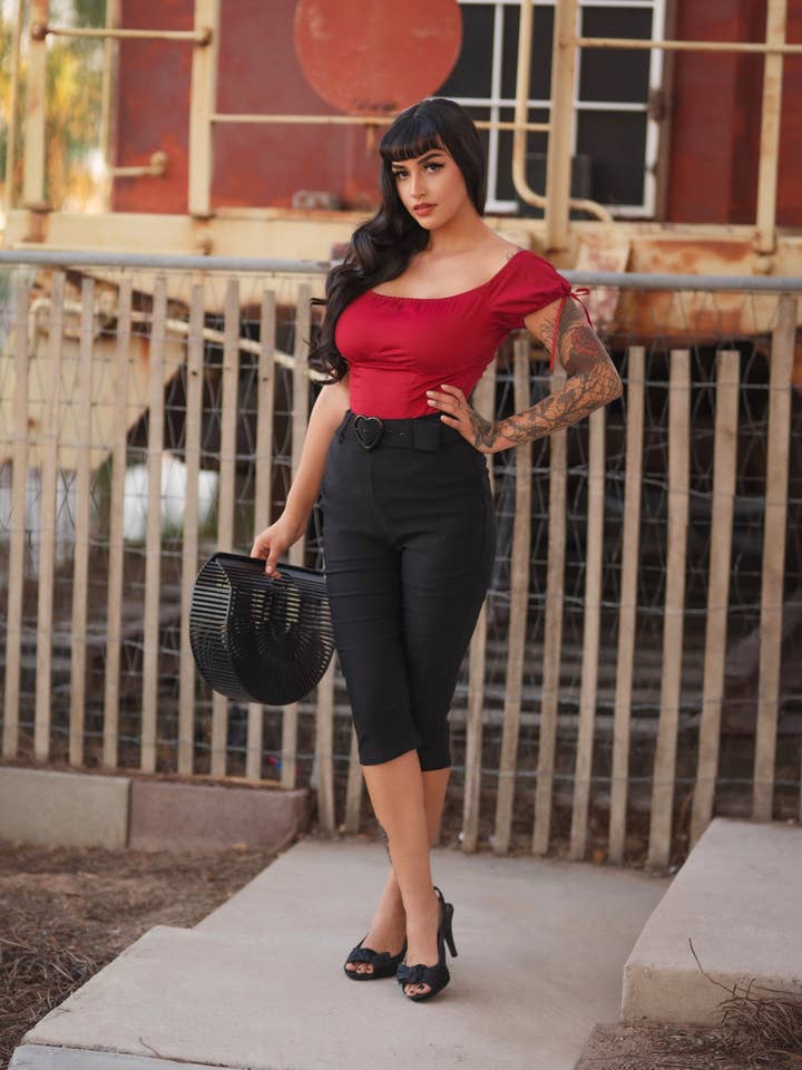 Love Your Curves Belted Capri for wholesale by Rockin Bettie