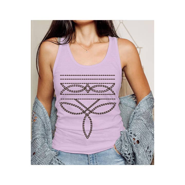 COLORBEAR - Wholesale Tank Top - Women's - Western Boot Stitch Graphic Racerback Tank Top1