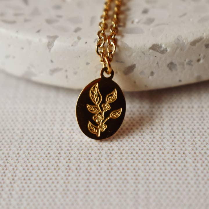 Tea Plant Pendant Necklace for wholesale by Tea Thoughts
