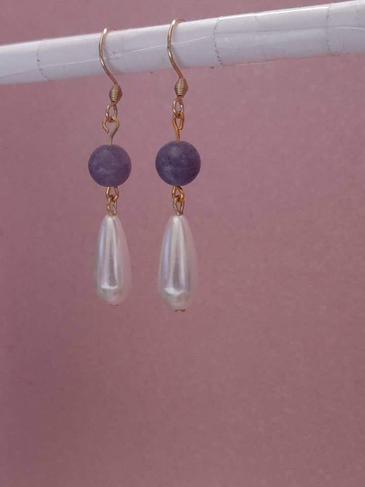 Lepidolite Earrings for wholesale by Luz das Pedras Naturais
