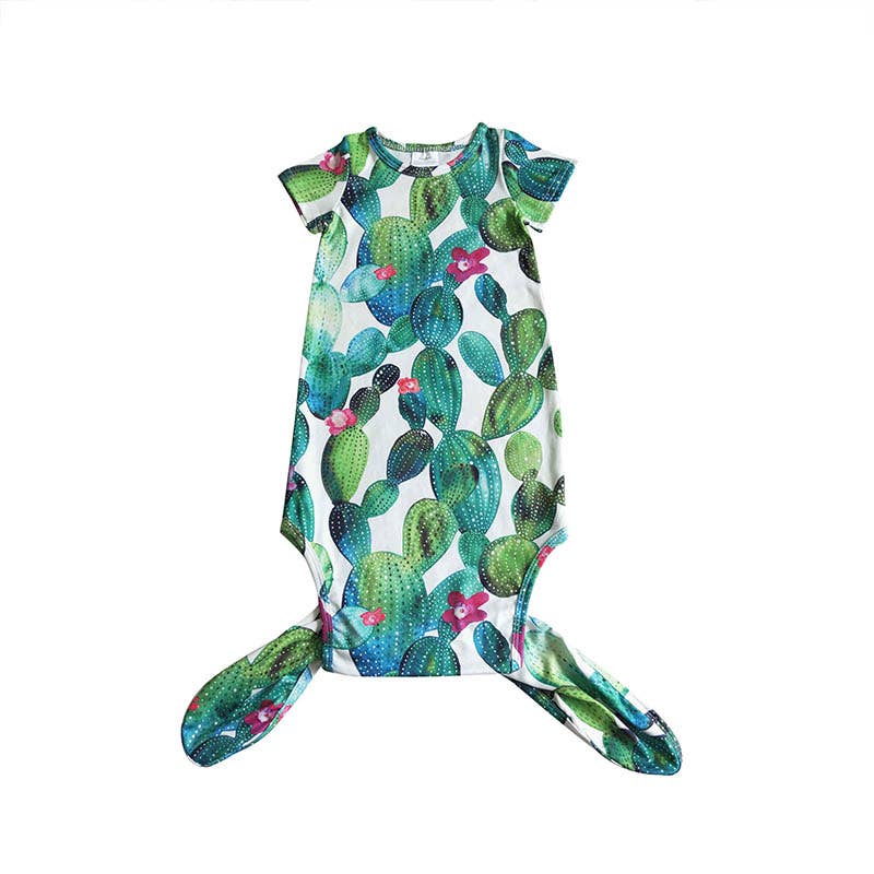 Aier Wholesale - Wholesale Babygown - Baby - Baby newborn western green cactus gown5