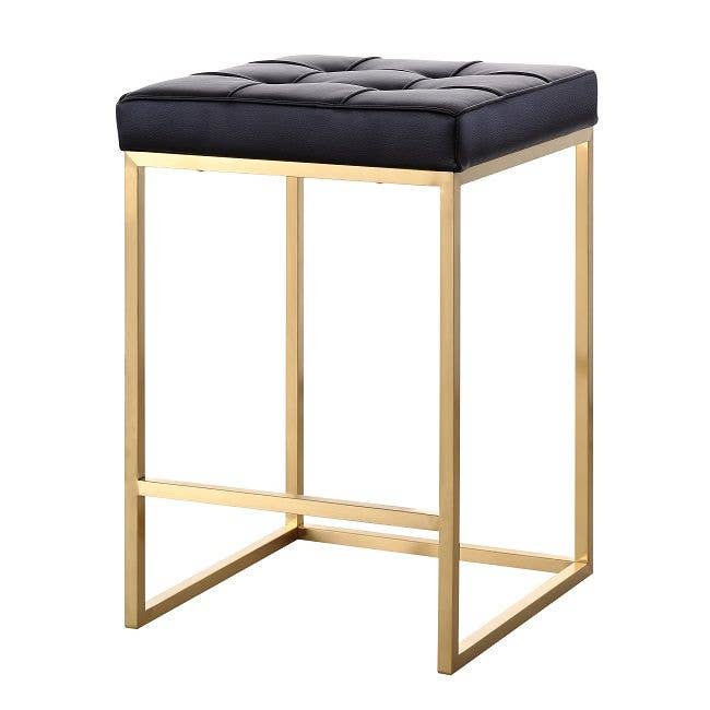 Black Faux Leather Counter Stool with Gold Metal Base for wholesale by Module Interior