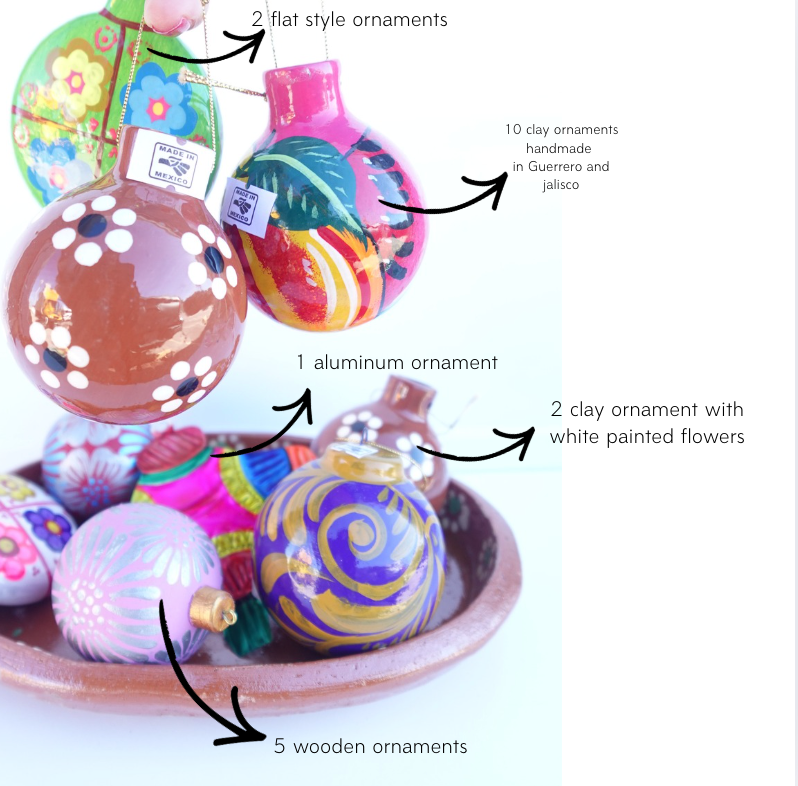 Doña Cata Art - Wholesale Ornament Set - Mix styles Colorful Ornament christmas mex Clay&wood made3