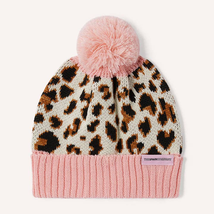 Animal Print Pom Pom Beanie for wholesale by The Spark Company