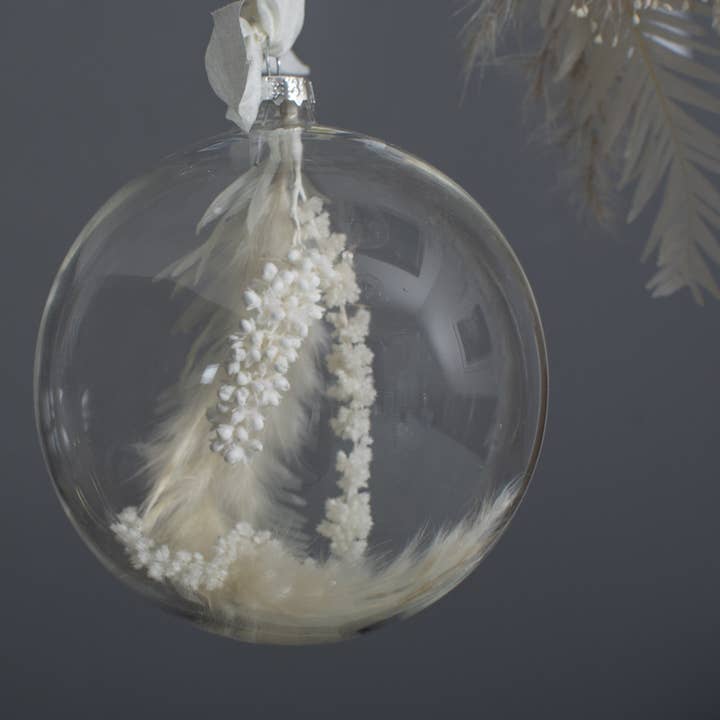 Ornamento a Sfera Riempita con Fiori di Vetro - Amarantus Pendente per la vendita all'ingrosso da parte di pampas studio uk