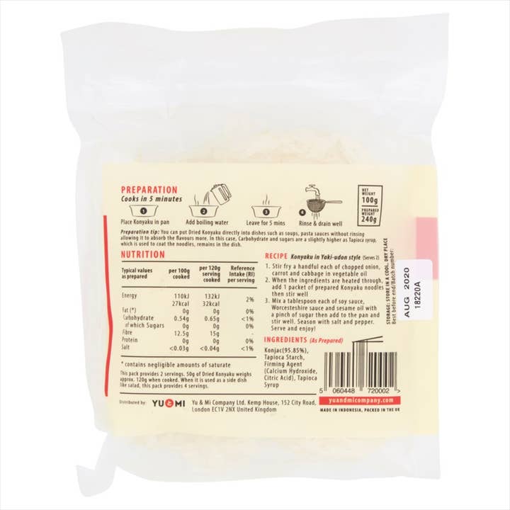 YU&MI - Wholesale Pasta - Konjac Noodles / Dried Konyaku Shirataki Noodles, 100g