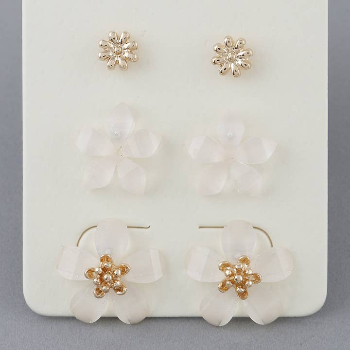 Flower Stud Earrings Set for wholesale by 3AM BY H&D ACCESSORIES