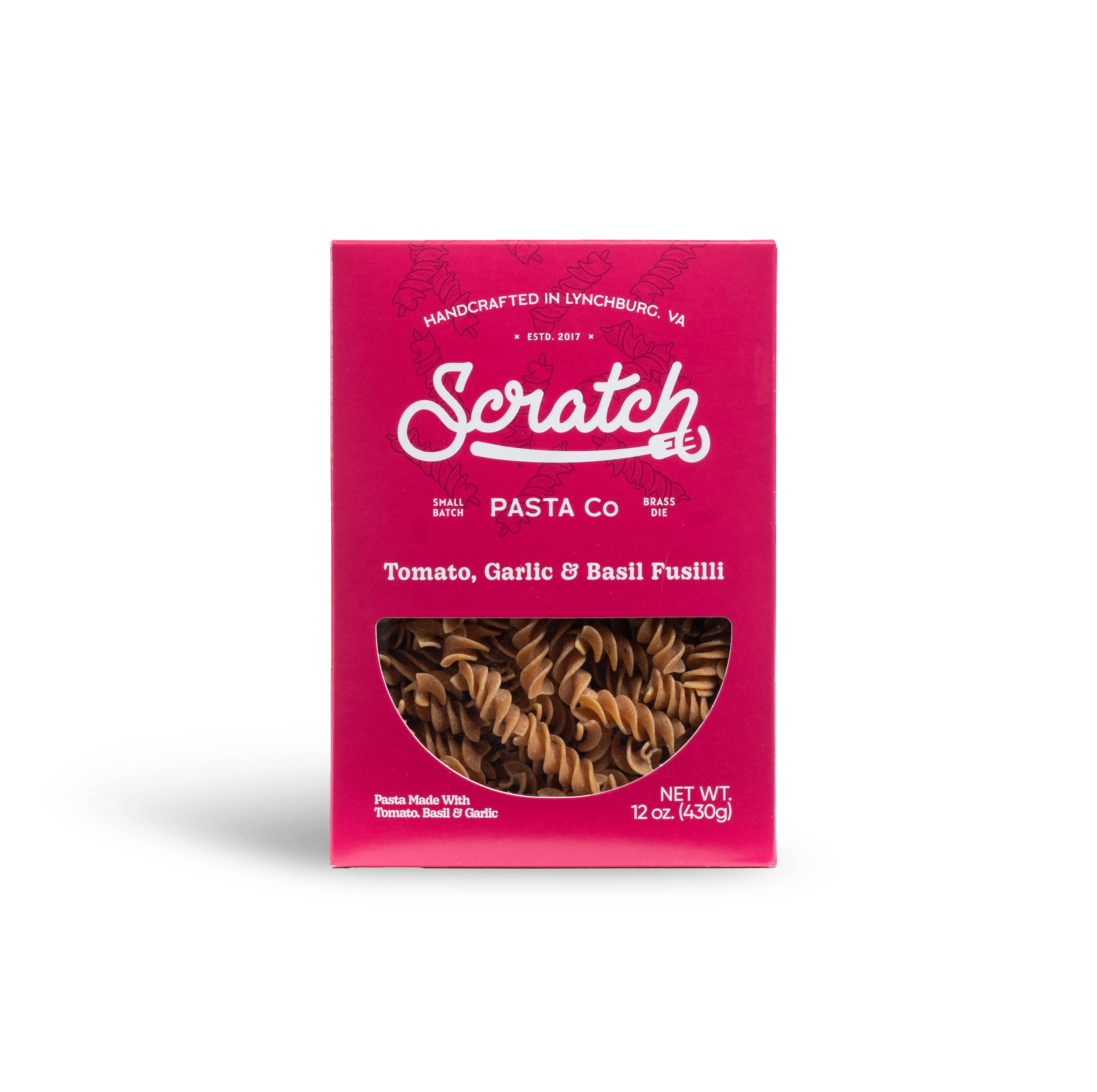 Scratch Pasta - Wholesale Pasta - Tomato, Basil, Garlic Fusilli