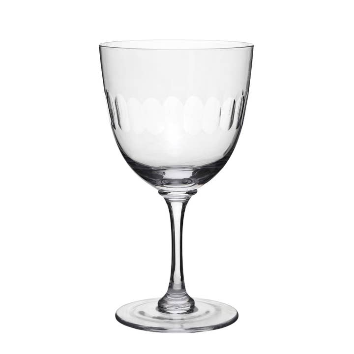 A Pair of Crystal Wine Glasses with Lens Design for wholesale by The Vintage List