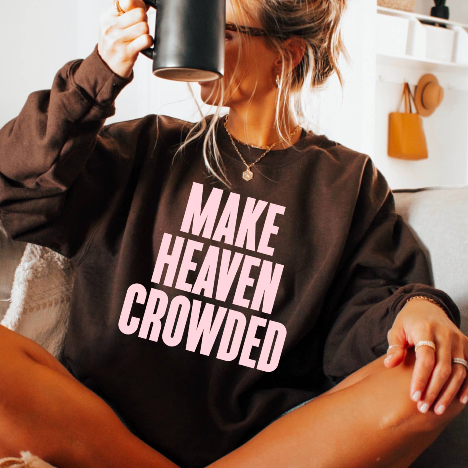 Shoppe SHC - Wholesale Graphic Sweatshirt - Women's - Make Heaven Crowded Christian Graphic Sweatshirt 12