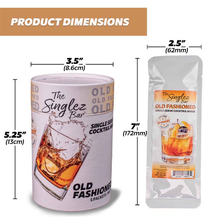 ThousandOaksBarrelCo. - Wholesale Cocktail Mix/Syrup - Singlez Bar Old Fashioned- 5-Pack Single Serve Mixers