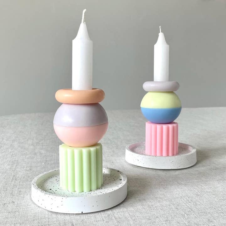 Bunte handgemachte Deko Design Stabkerze zum Stapeln für den Großhandel von neon n nude