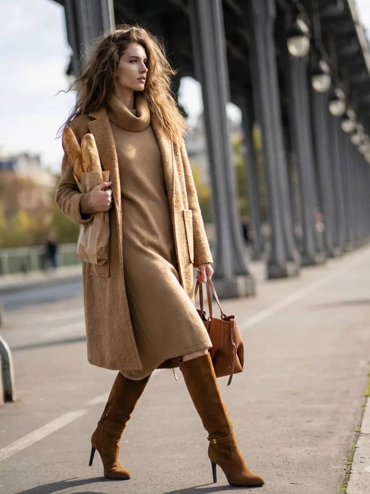 Mimi & Gogo – wholesale Klänning - Dam – Stickad klänning med polokrage och framfickor3