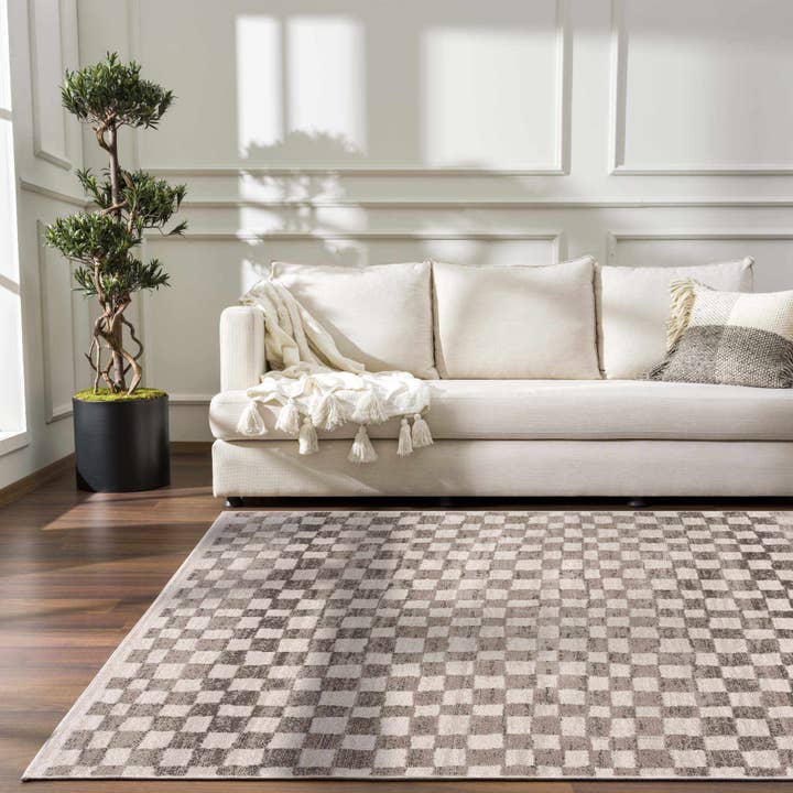 Hauteloom - Wholesale Area Rug - Benjy Beige Checkered Area Rug13