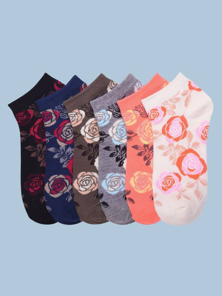 Set of 12 Women Fun Socks | Rose for wholesale by Amerikan Basics