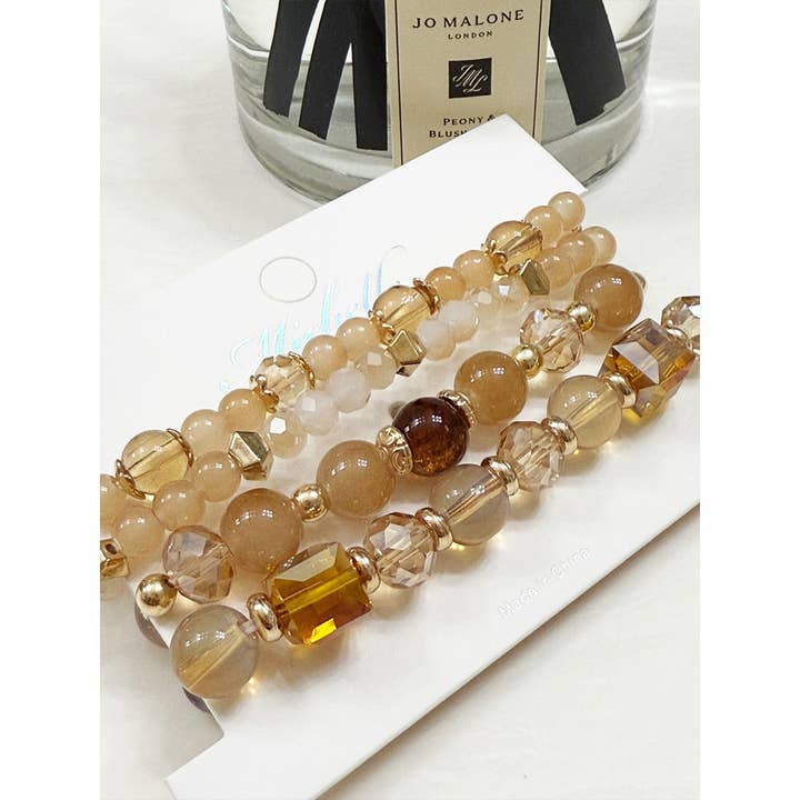LIGHT BROWN Stacked Beads Faith Inpirational Bracelet for wholesale on Faire