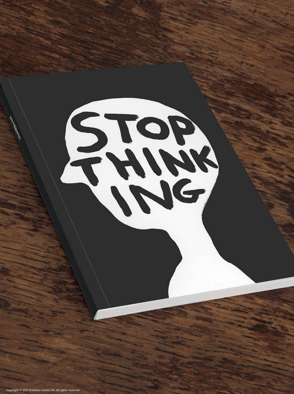 David Shrigley x Brainbox Candy – wholesale Anteckningsbok – Rolig present – David Shrigley A5-anteckningsbok « Stop Thinking »1