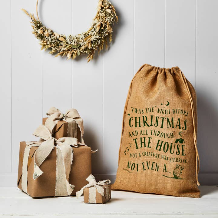 Tillyanna – wholesale Gift sack – Christmas Hessian Sack - Large - Night Before