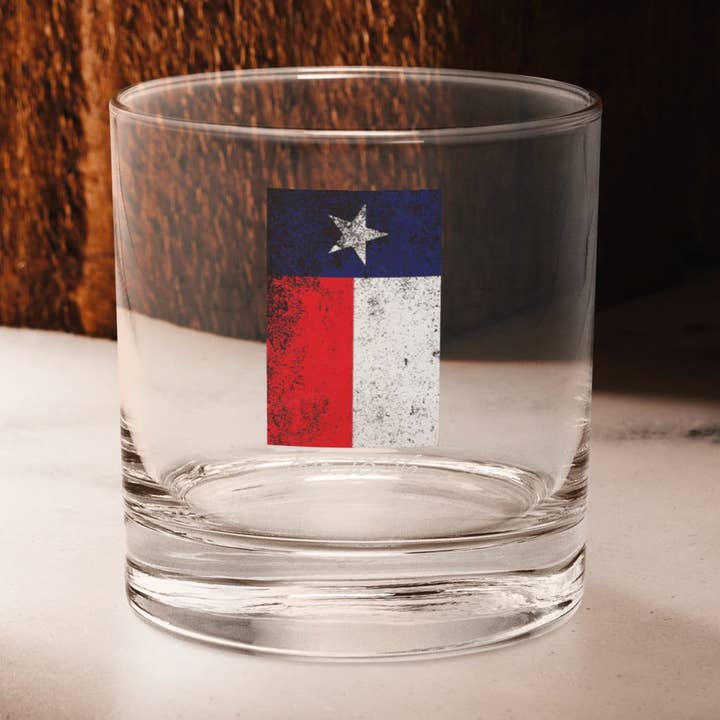 Texas Flag Rocks glass for wholesale by Mixed Texan Store