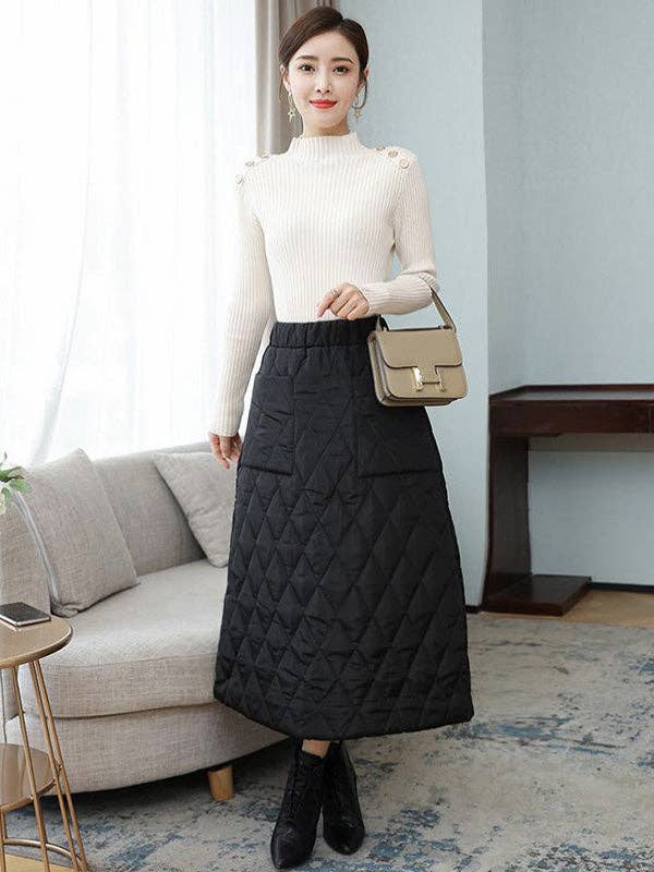 OceanusSwim – wholesale Kjol - Dam – Vintage lös elasticitet hög midja A-Line vadderad kjol botten7