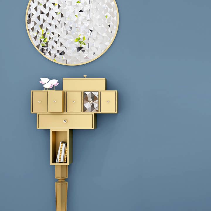 Onn Studio By Merit Home - Vente Console - Console à une jambe avec 5 tiroirs - meuble d'artisanat9