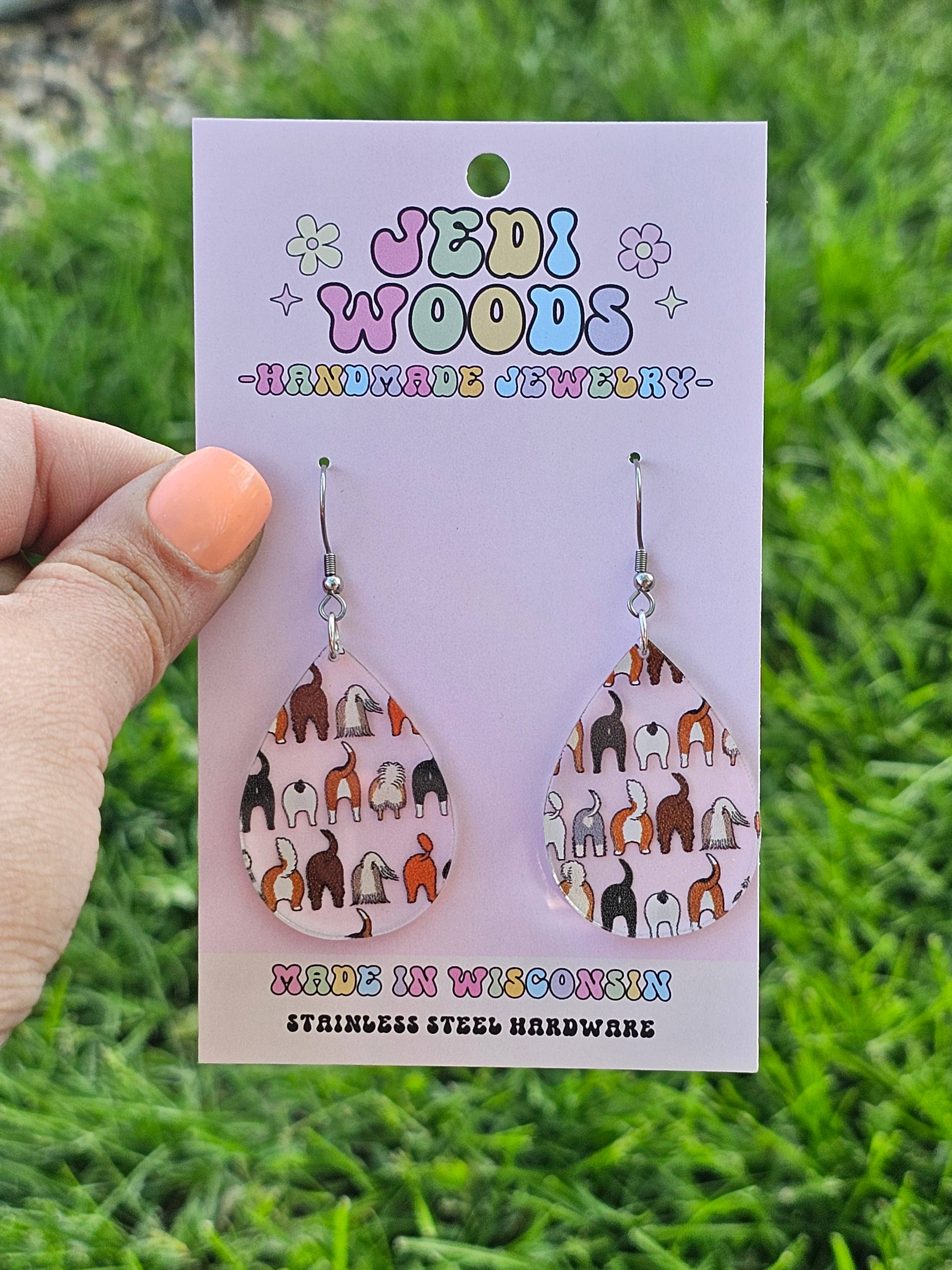 Jedi Woods LLC - Wholesale Dangle Earrings - Dog Butt Earring Dangles1