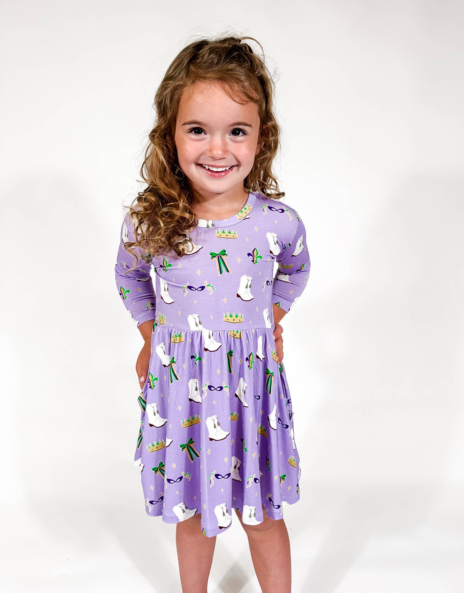 Goosies – wholesale Dress – Kids – Mardi Gras Queen - 3/4 Sleeve Dress0