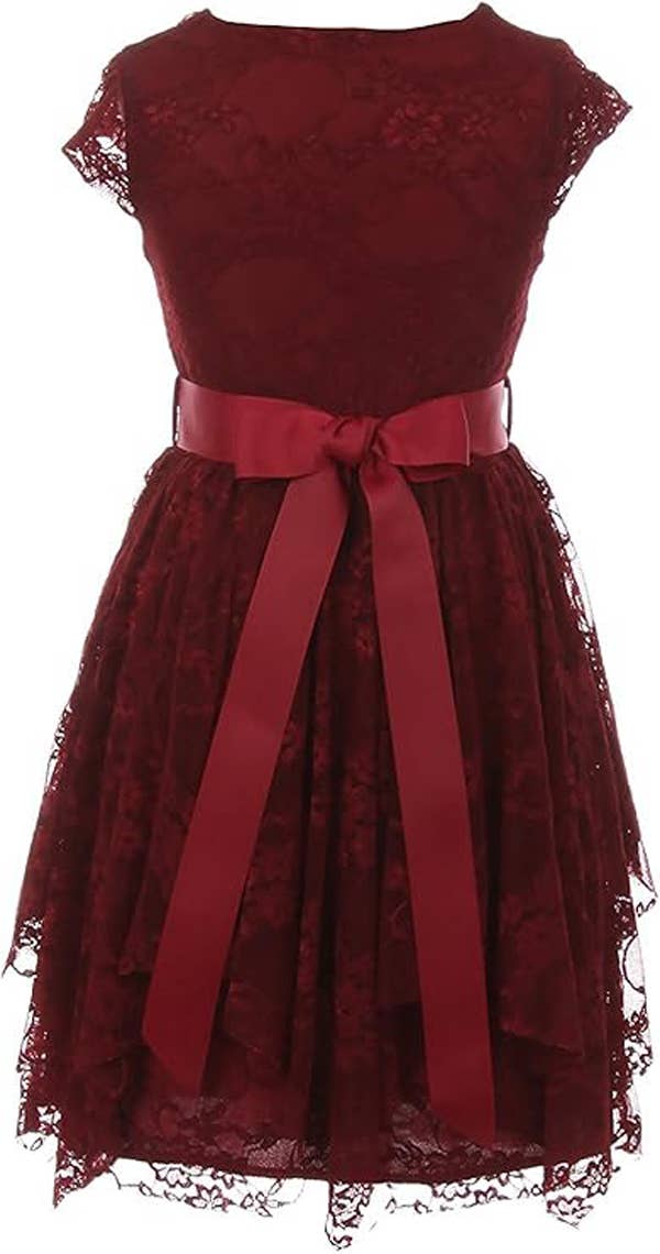 iGirlDress - Wholesale Dress - Kids - Girls Floral Lace Dress with Cubic Belt, Holiday Size 2-1413