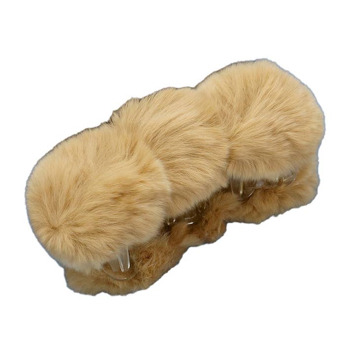 Sensibling Corp. - Wholesale Hair Clip - Women's - Faux Fur Triple Pom Pom Hair Claw Clip4