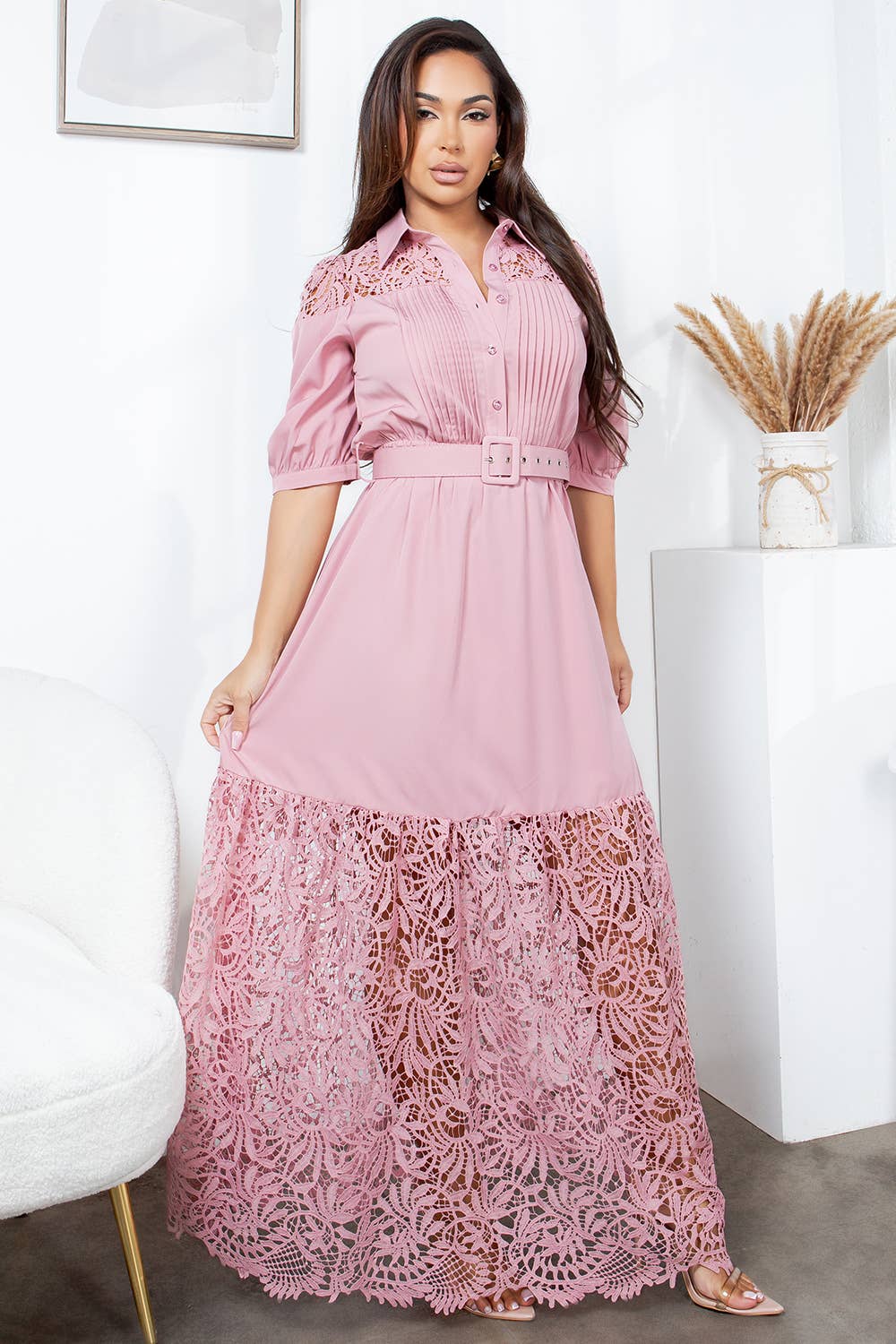 Fashion Space - Vendita all'ingrosso Vestito - Donna - Abito lungo elegante a maglia unita da donna13