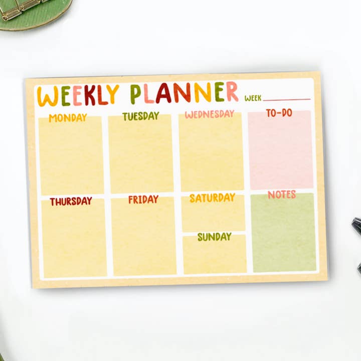 Planificador semanal colorido | 7.5 x 5 pulgadas | planificador de escritorio para venta al por mayor de Piece of Joy Shop