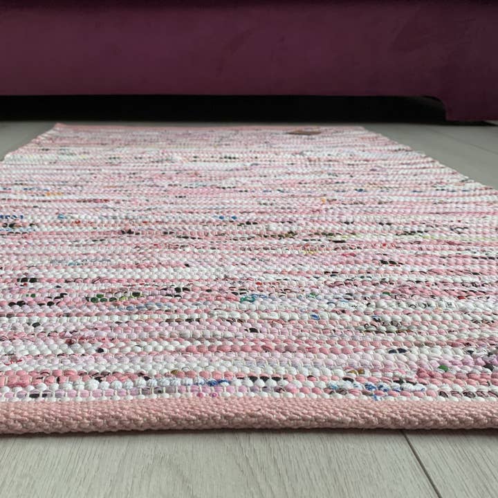 Designs Emporium – wholesale Runner rug – Pink Rug Runner Chindi Rag Handmade Recycled Cotton